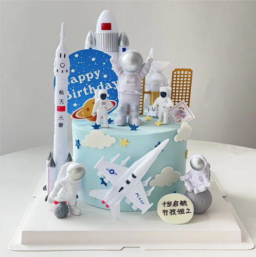 航天飞机7件套宇航员星球火箭蛋糕装饰摆件航空模型探险火箭插件