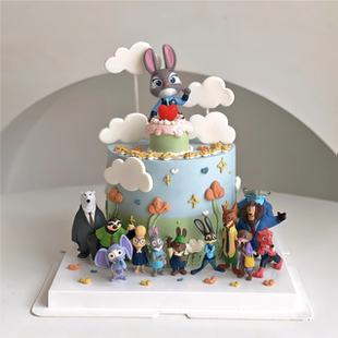 zootopia疯狂动物城兔子朱迪狐尼克手办公仔摆件玩具玩偶蛋糕装饰