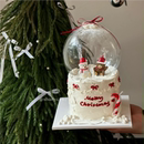 2025圣诞节主题水晶球蛋糕装 饰红圣诞帽小熊雪人蜡烛拐杖蜡烛插件