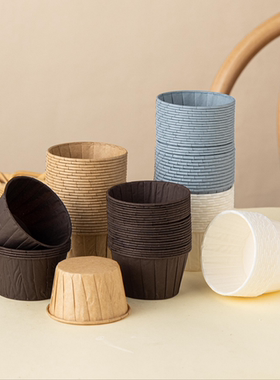 中号卷边翻边折叠蛋糕纸杯/耐烤杯/淋膜纸杯/高温杯 100只入 多色