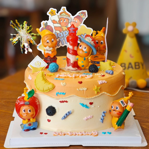 网红可爱苹果蜡烛星空人蛋糕装饰摆件小孩儿童生日派对甜品台插件