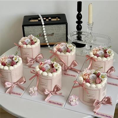 网红3.8女神节快乐粉色贴纸围边蛋糕装饰粉色蝴蝶结丝带装饰配件