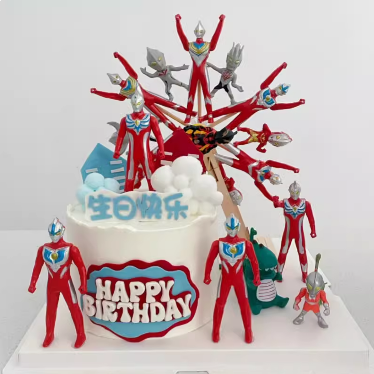 卡通奥特曼生日蛋糕装饰摆件创意电动木质摩天轮儿童生日蛋糕插件,节庆用品/礼品,节日装扮用品,淘宝优惠券,粉丝福利购,淘宝优惠卷