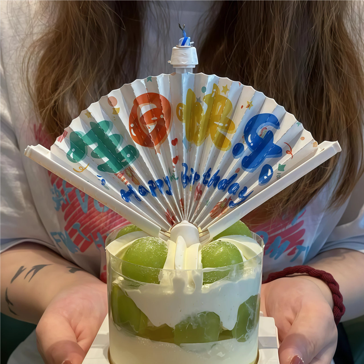 网红扇形惊喜横幅生日蜡烛搞怪蛋糕装饰网红创意扇子糖果礼花蜡烛