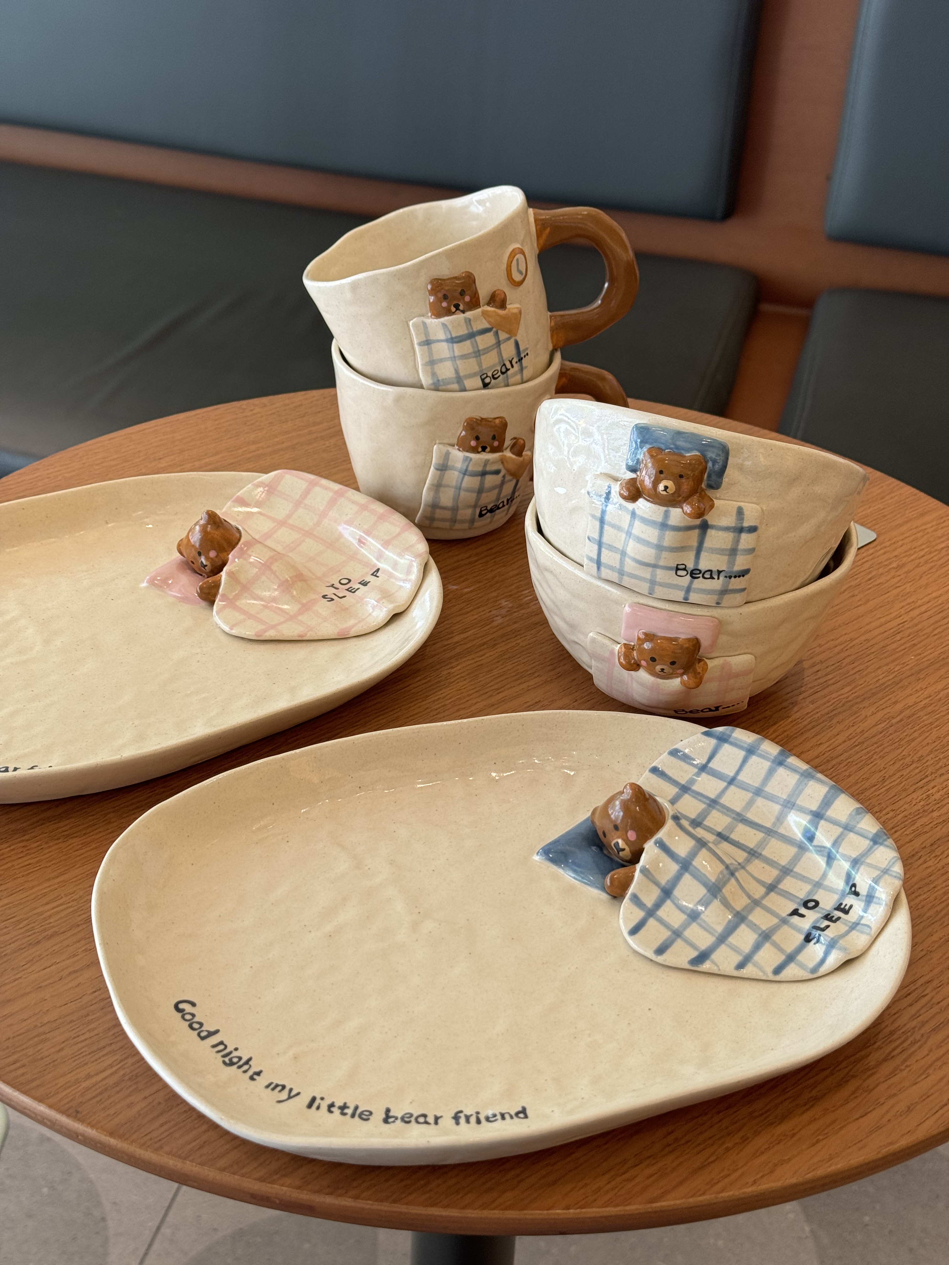 果果餐器可爱陶瓷睡眠小熊盘碗杯高颜值餐具套装生日礼物新家碗碟