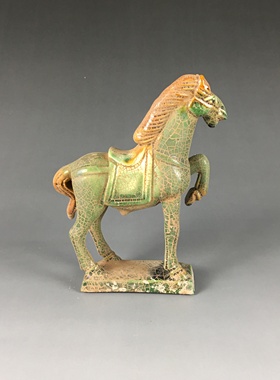 唐三彩绿色战马 古董古玩 出土老物件 旧货老货 家居摆件装饰收藏