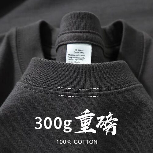 重磅300g纯棉全棉圆领短袖T恤100
