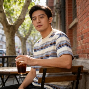 GDDQSDC 纯棉针织50年代美式复古彩色条纹短袖t恤男女款夏季上衣