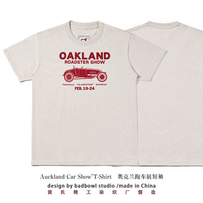 美式复古奥克兰跑车展Oakland限定竹节棉圆领透气夏季短袖T恤男女