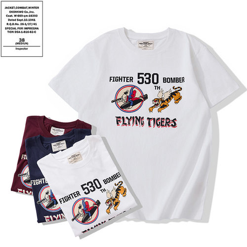OKONKWO 飞虎队第530中队T恤200克美式军事复古圆领短袖TEE