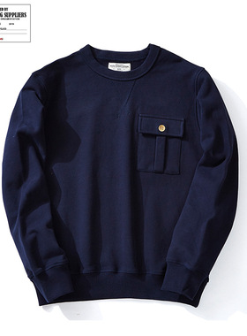 490克重磅OKONKWO纯色圆领套头卫衣毛圈底厚款口袋男卫衣阿美咔叽