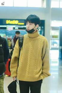 明星肖战同款高领毛衣女宽松韩版慵懒秋冬加厚套头针织衫情侣上衣