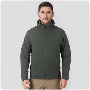 春秋轻量级连帽软壳衣 防风透气防水泼弹力商务极简外套夹克户外