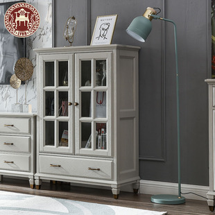 林恩美式实木双门酒柜美式田园轻奢风客厅家具餐厅家具M04双门酒