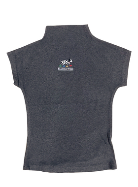 黑喵像素 夏季斑点狗冰丝针织短袖t恤背心女半高领宽松显瘦薄款