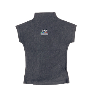 黑喵像素 夏季斑点狗冰丝针织短袖t恤背心女半高领宽松显瘦薄款