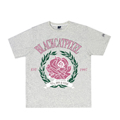 黑喵像素 T恤圆领流行宽松印花休闲男女情侣 夏复古玫瑰短袖