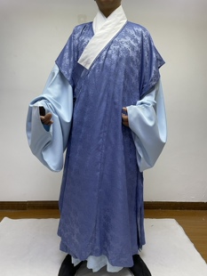 酱君原创明制褡护交领外搭春秋款日常民族服饰蓝色现货可以定制