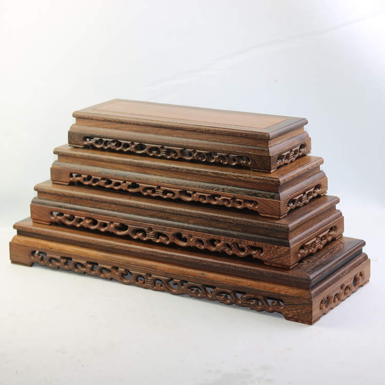 红木长方形底座鸡翅木质摆件实木佛像奇玉石座现代中式花盆花瓶座