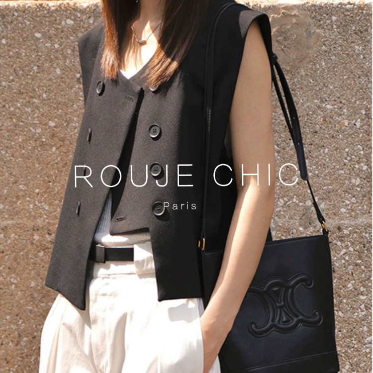 ROUJE CHIC法式高级感黑色西装马甲外套女夏季不规则百搭坎肩马夹