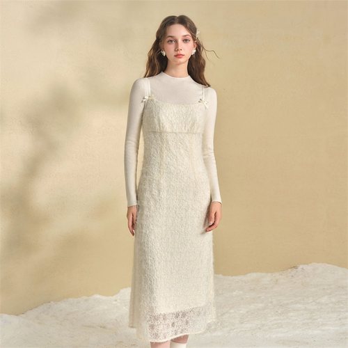 吊带连衣裙羽毛纱女收腰显瘦