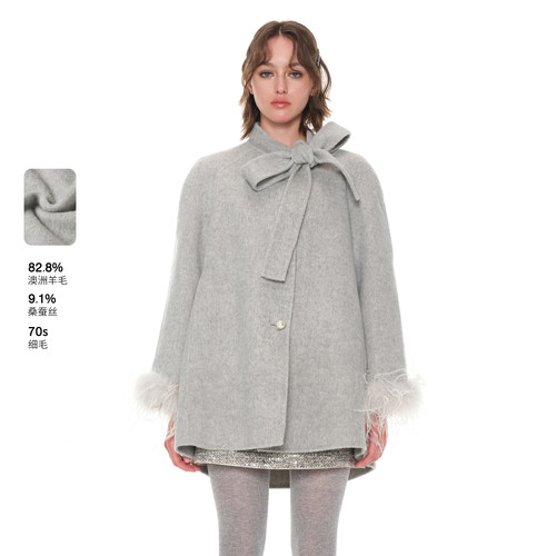 糖力斗篷A型羊毛双面呢大衣外套