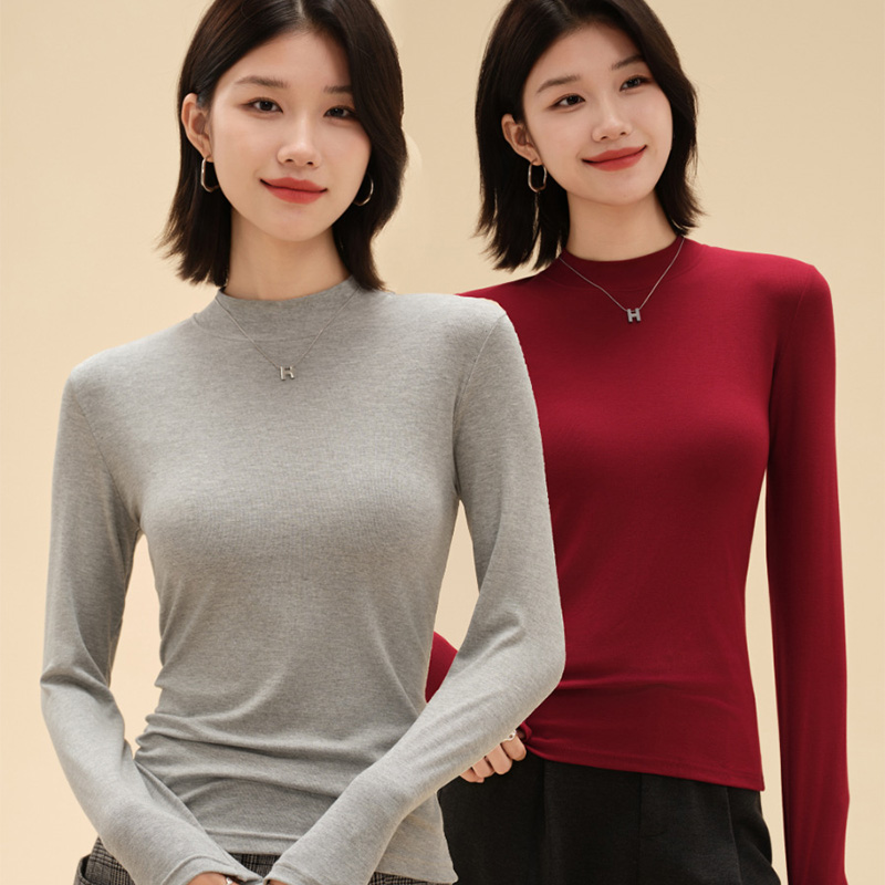 莫代尔棉保暖打底衫女内搭上衣