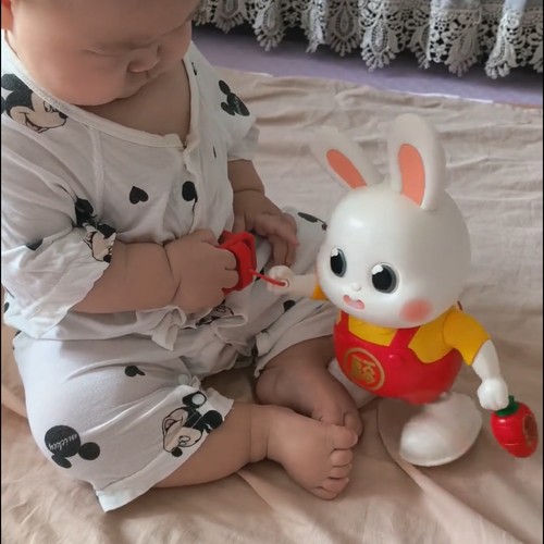 电动小福兔婴儿抬头训练玩具