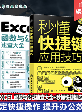 2册 秒懂快捷键应用技巧 Excel函数与公式速查大全 表格制作数据处理excel应用大全从入门到精通 office电脑办公软件零基础入门