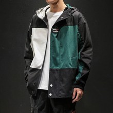 宽松外套男 拼接外套工装 男士 潮流夹克连帽大码 高品质 2019秋季