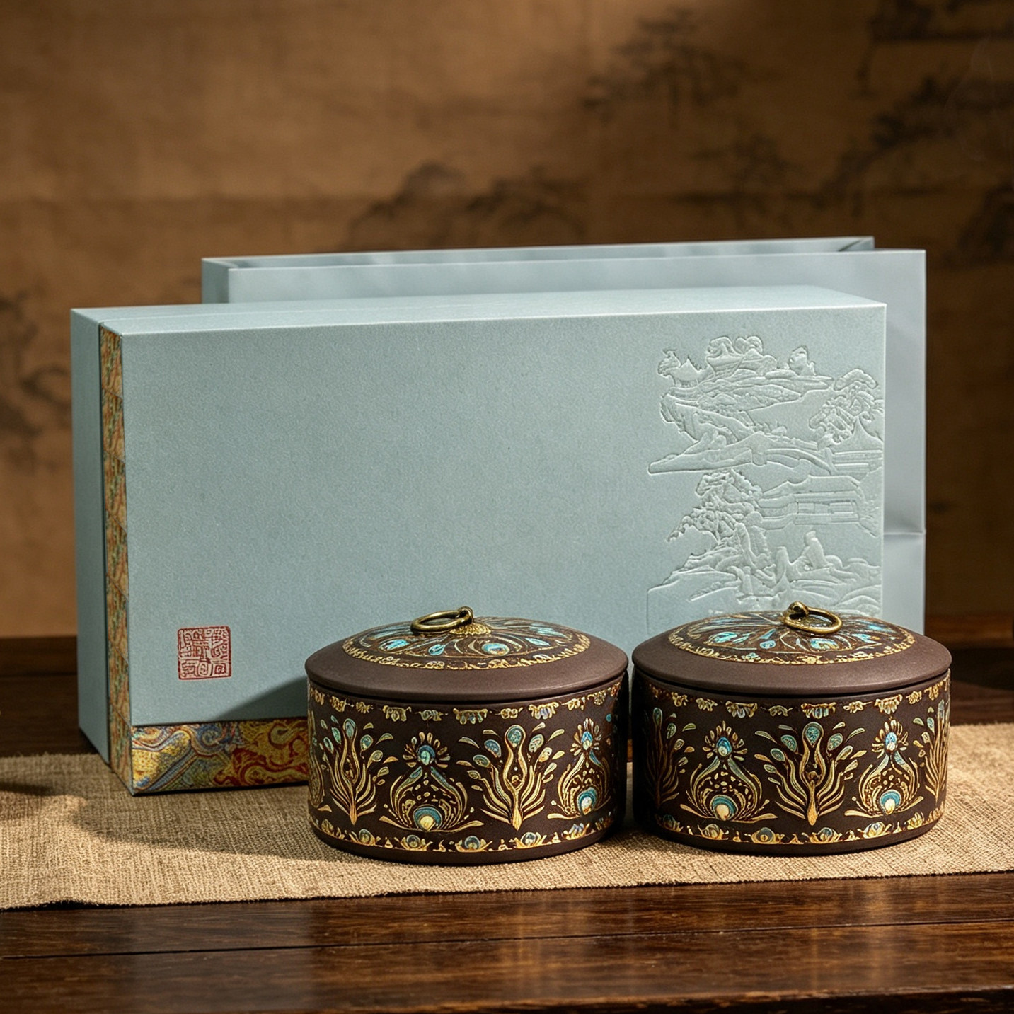 紫砂陶瓷茶叶罐包装存储罐红茶普洱茶绿茶龙井通用空礼品盒批发