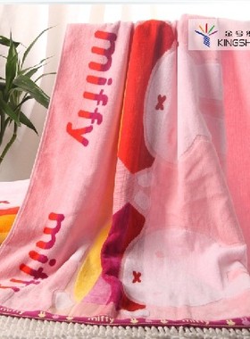 A类新品 金号毛巾米菲兔割绒纯棉柔软卡通加厚大情侣浴巾MF3046H