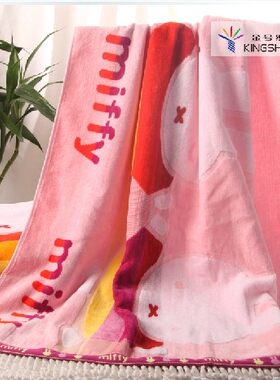 A类新品 金号毛巾米菲兔割绒纯棉柔软卡通加厚大情侣浴巾MF3046H