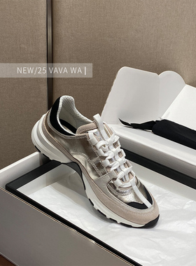 【VAVA WA】真正顶板！运动鞋女25A新款拼色休闲绑带厚底慢跑鞋