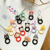可爱卡通液态硅胶指环扣手机挂绳短挂件钥匙U盘挂饰链防丢摔男女