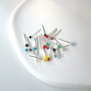 买三送一2mm耳钉925银天然玛瑙玉髓睡觉不用摘迷你耳骨钉情侣礼物