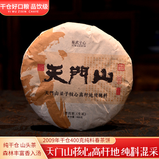 天门山普洱茶 09年400克陈年易武生茶饼 天门山核心高杆地块纯料