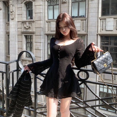 张林超LINBOUTIQUE蕾丝小黑裙