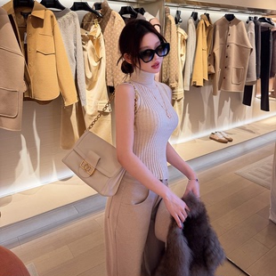 斜纹针织背心马甲套装 LIN 无袖 慵懒时髦高腰阔腿休闲裤 BOUTIQUE