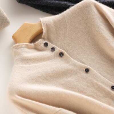 100纯山羊绒衫毛衣外套立领开衫