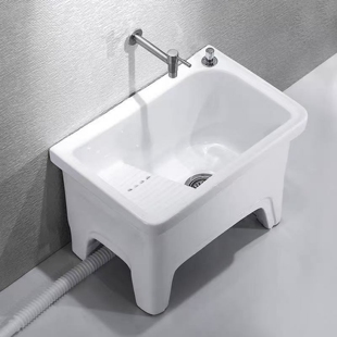 阳台洗地盆拖布池带搓衣板家用陶瓷拖把池洗衣池一体落地式卫生间