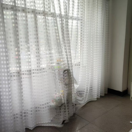 布鲁斯方格纱高级轻奢飘窗客厅