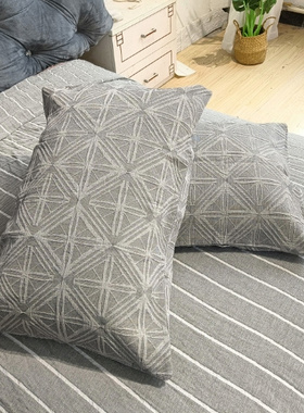 外贸原单纯棉枕套100全棉加厚多层提花厚实耐用隔寒单人灰色高档