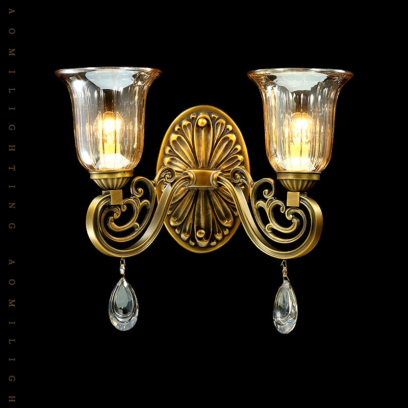 호주와 미국 유럽 스타일의 모든 구리 벽 램프 계단 발코니 통로 창조적 인 순수 구리 벽 램프 미국 벽 단일 및 이중 헤드 벽 램프