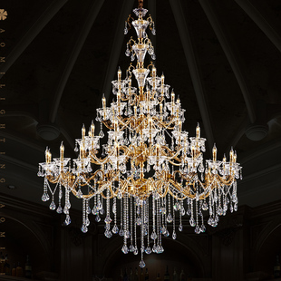 澳米欧式 别墅酒店大堂灯具4层奢华大气灯 全铜客厅水晶大吊灯美式