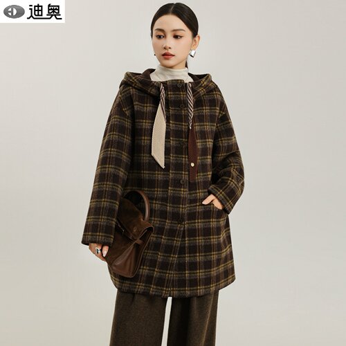 迪奥连帽羊毛苏丽绒双面呢外套女