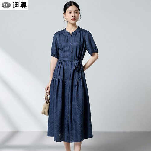 迪奥轻奢高端100%桑蚕丝连衣裙女