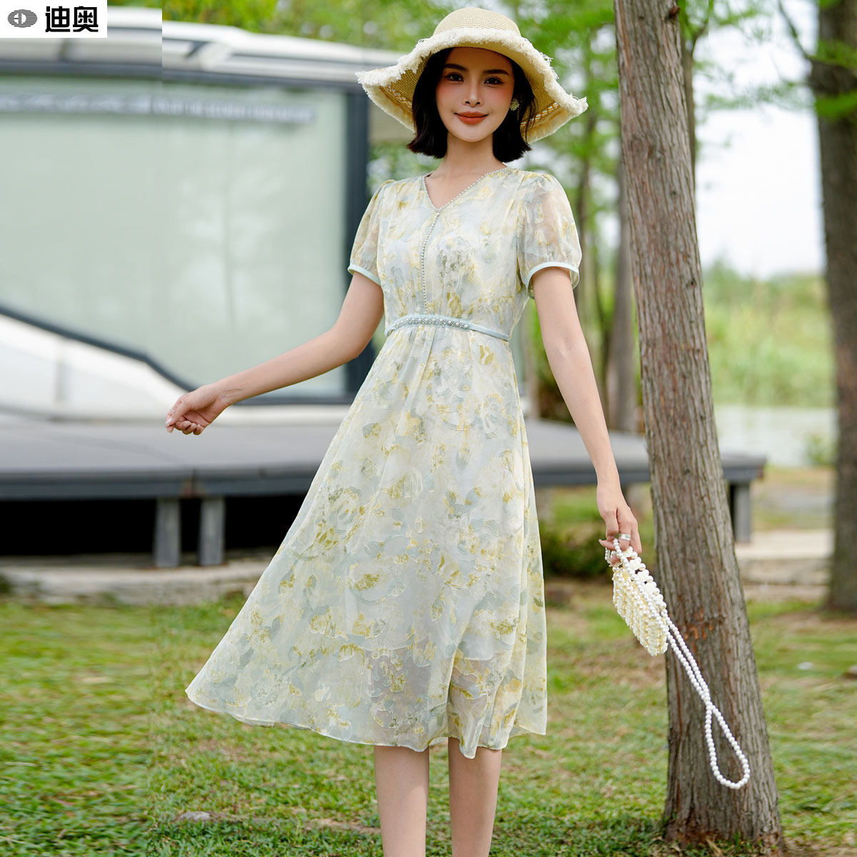 迪奥法式连衣裙女夏25新款清新甜美气质提花雪纺裙温柔风茶歇裙子,女装/女士精品,连衣裙,淘宝优惠券,粉丝福利购,淘宝优惠卷
