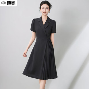 迪奥高级感连衣裙夏女26新款气质通勤轻职场短袖中长裙显瘦西装裙