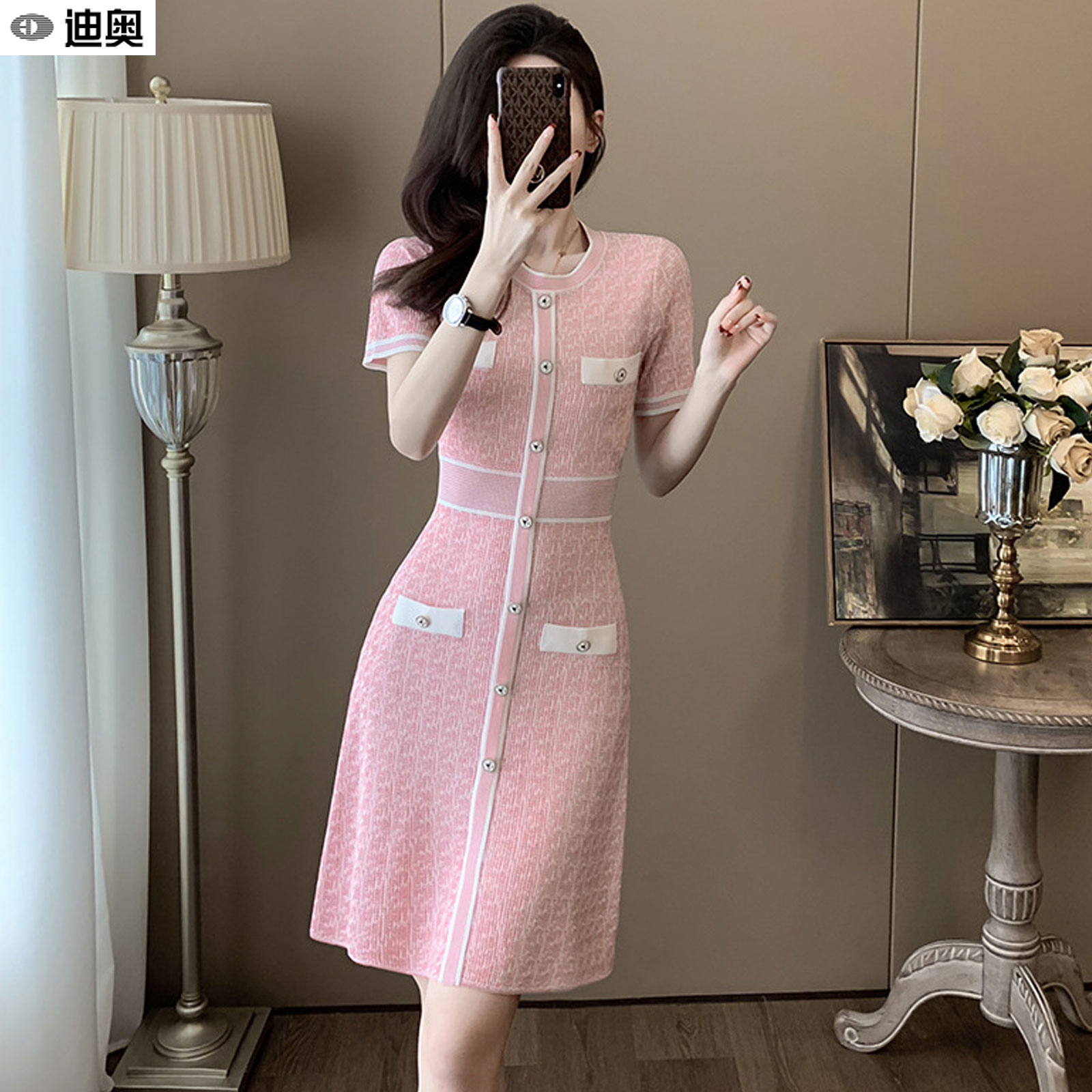 迪奥高端品质显瘦冰丝针织连衣裙